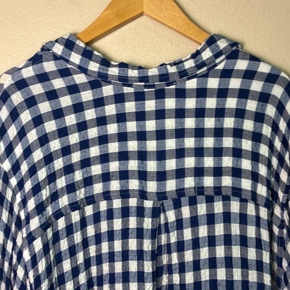 Jane and Delancey Navy and White Gingham Button-Down Shirt - Picture 6 of 10